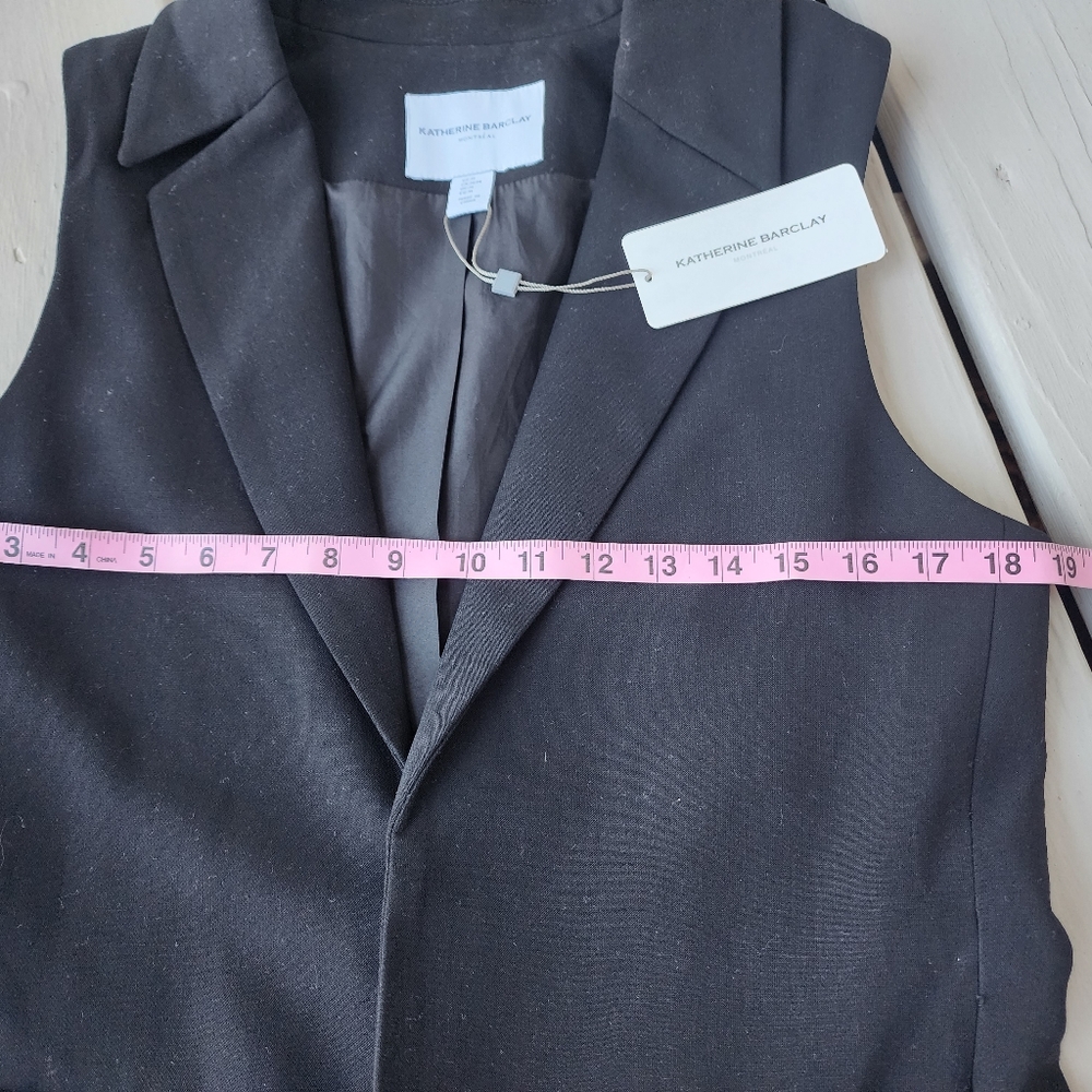 NWT M VEST Black Openfront long vest - Picture 5 of 16